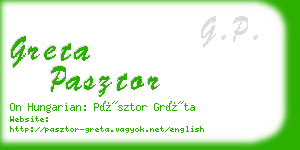 greta pasztor business card